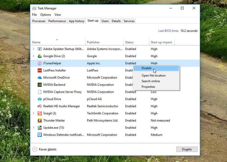 Cum elimini programe din startup în Windows 10 task manager