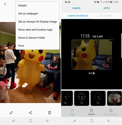 GIF-uri pe ecran pe Samsung Galaxy S8, S9 și Note 8