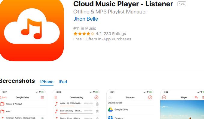 Aplicații pentru ascultat muzica offline pe Android și iPhone Cloud Music Player
