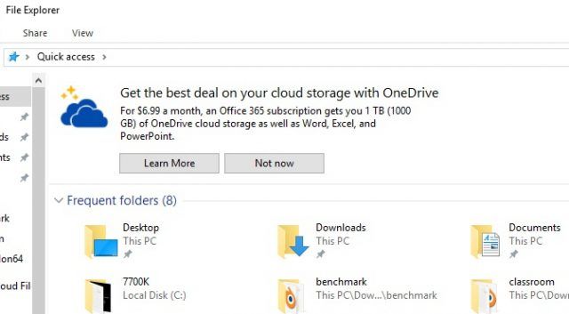 Blochează - dezactivează reclamele din Windows 10 file explorer