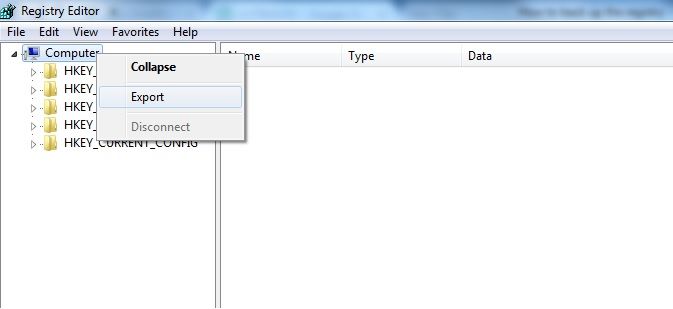 Cum se face o copie de rezervă - Backup a Registrului Windows regedit