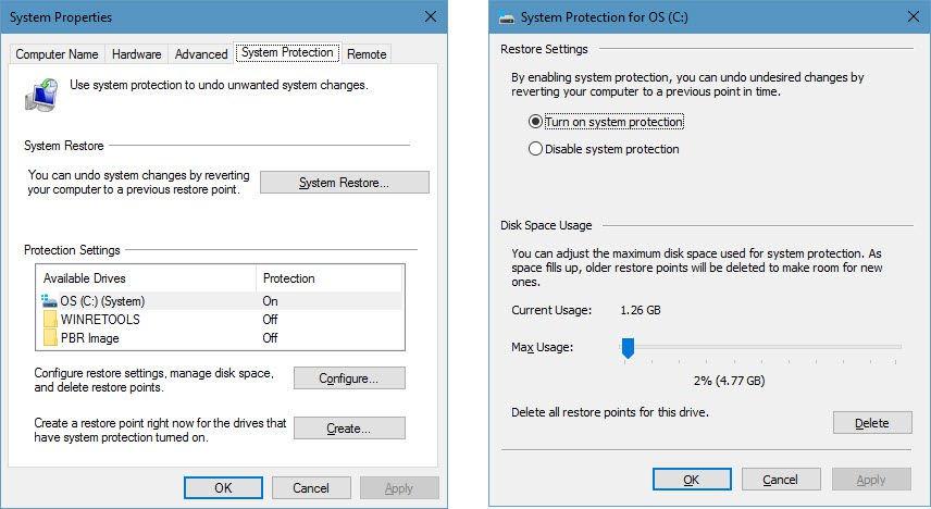 Eliberare spațiu de stocare pe PC cu Windows 10 punctele de restaurare