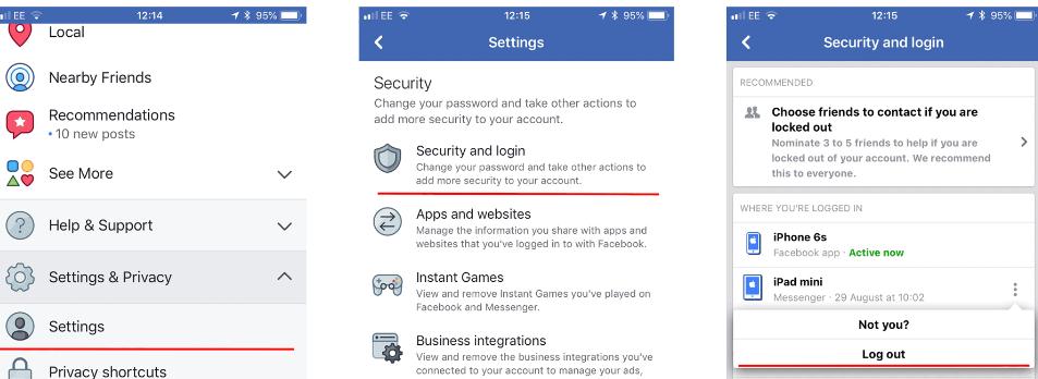 Deconectare Facebook messenger pe iPhone sau Android pe iphone deconectare
