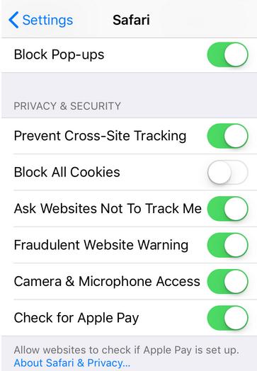 Navighează anonim pe iPhone sau iPad setari safari pe iphone