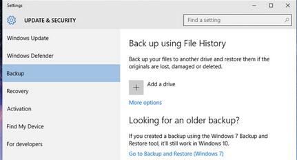 Copie de rezervă la Windows 10 pe PC sau laptop File History