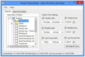 Modifică marcajul temporal timestamp la foldere și fișiere