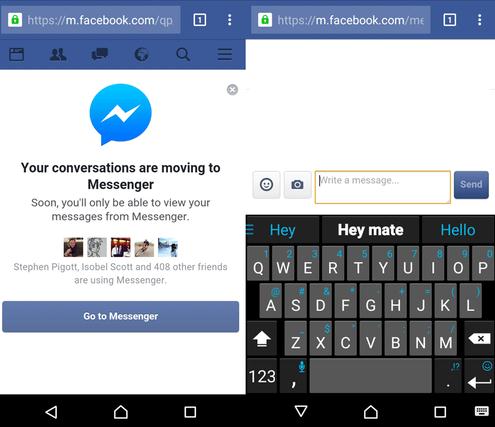 Trimite mesaje pe Facebook fără aplicația Messenger din telefon