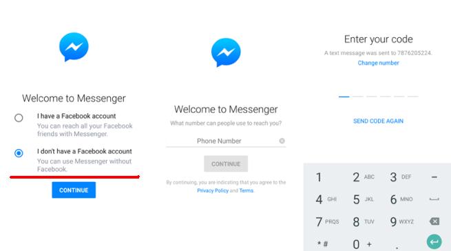 Utilizare Messenger fără un cont de Facebook instalare aplicatia
