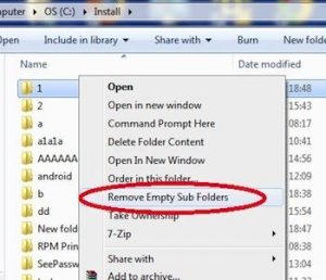 Șterge foldere goale din meniul contextual Windows