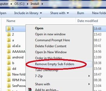 Șterge foldere goale din meniul contextual Windows