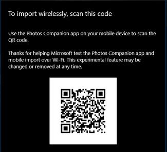 Transferă poze de pe telefon pe calculator cu Windows 10 Photos codul QR