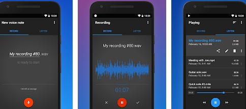 Aplicații de înregistrat vocea pentru telefon Android Easy Voice Recorder