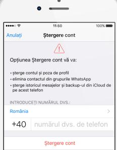 Șterge contul de WhatsApp pe iPhone