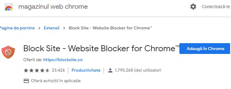 Blocare site-uri nedorite Chrome extensia google