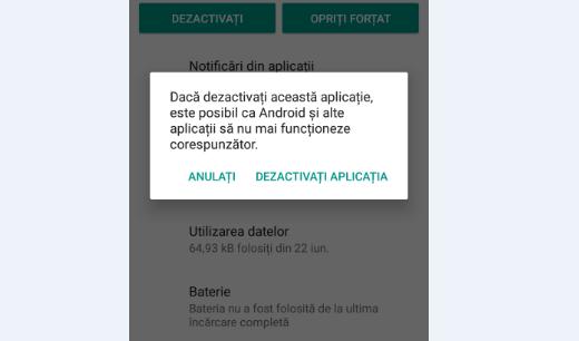 Eliminare aplicații Android