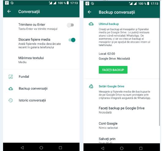 mesajele de pe whatsApp raman salvate pe Android