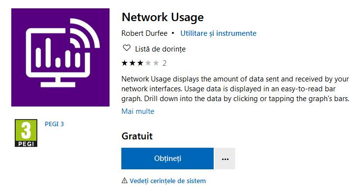 Download Network Usage pentru monitorizare trafic internet