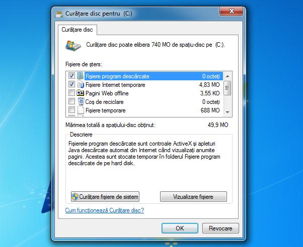 Curățare disc Windows 7