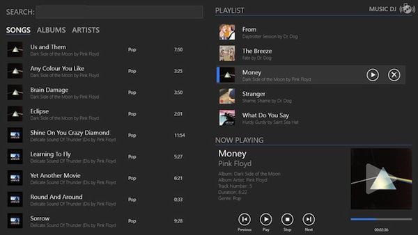 Player audio pentru Windows 8 Music DJ