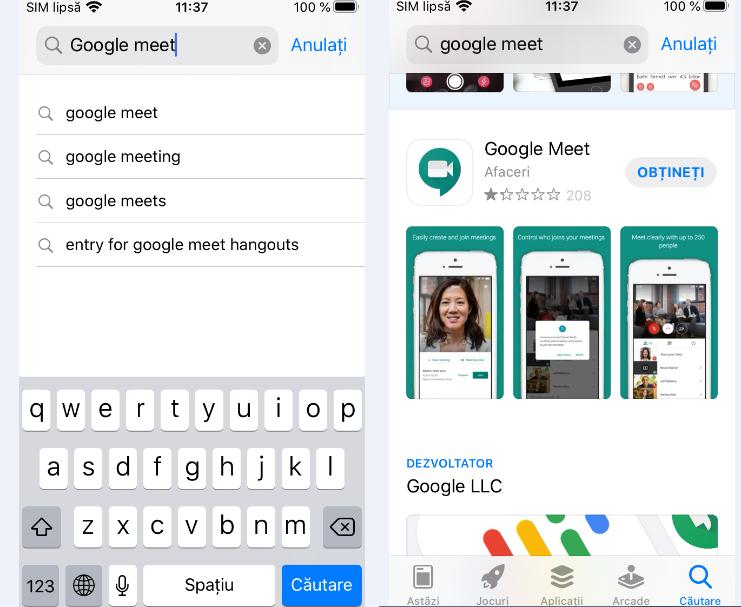 Descarcă Google Meet pe iPhone sau iPad
