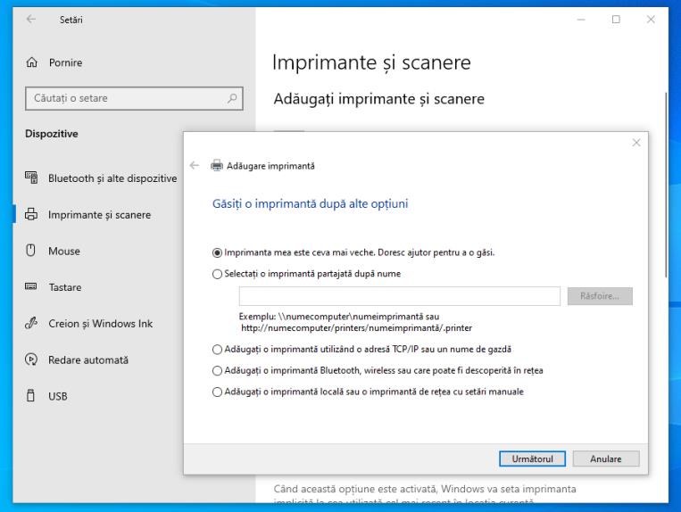 Configurare imprimanta Windows 10