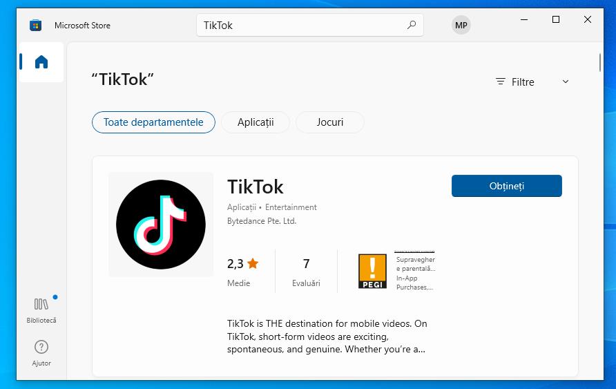 TikTok pentru PC sau laptop