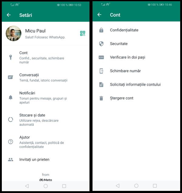 Schimbare număr de telefon la WhatsApp pe Android
