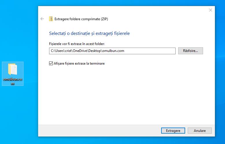 Aplicație pentru deschidere fișiere ZIP în Windows 10