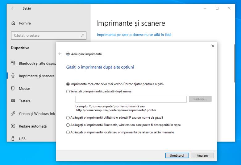 Imprimante și scanere Windows 10
