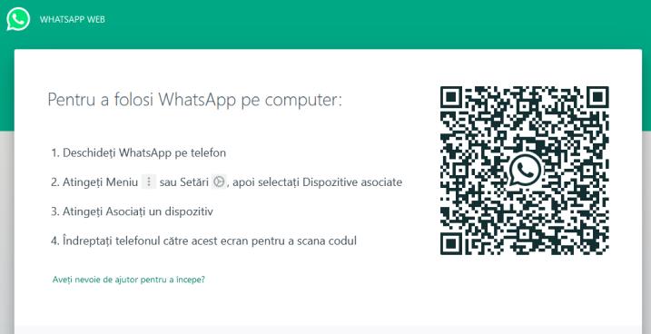 Conectare Whatsapp pe laptop fără cod QR