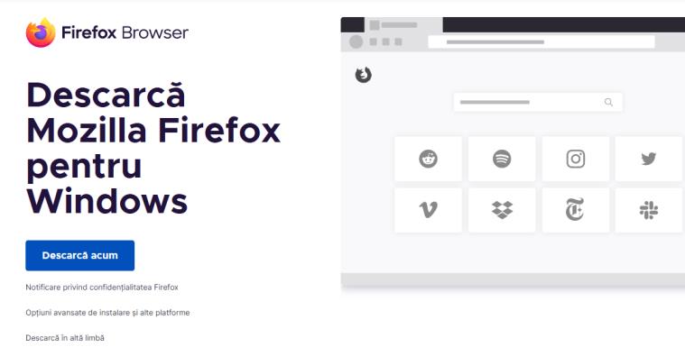 Descărcare Mozilla Firefox în limba română gratis pe Windows