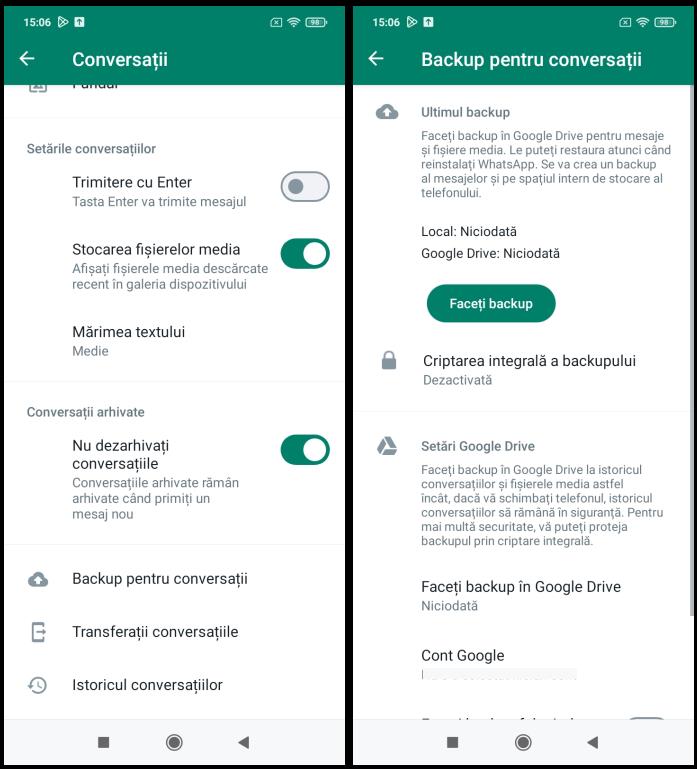 Restaurare conversații WhatsApp pe Android